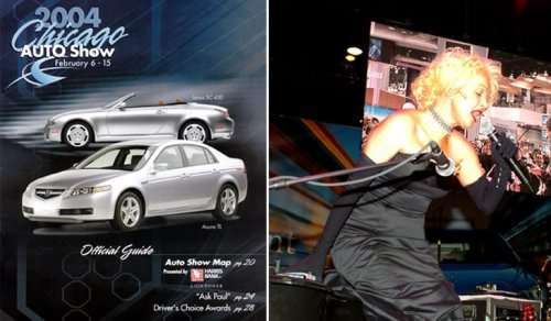 On the cover of the official 2004 Chicago Auto Show program were the door-prize Lexus SC 430 convertible and the Acura TL four-door sedan during the First Look for Charity evening event