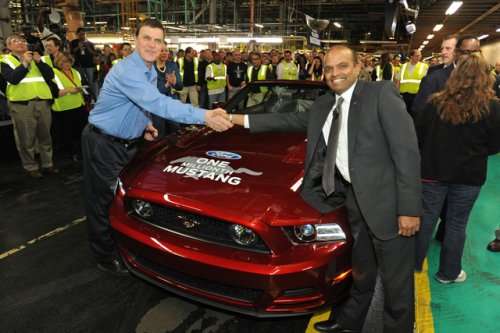 On the Mustang’s 49th anniversary, Ford made a 2014 Ruby Red GT convertible, with a black interior to mark one million produced at the Ford assembly plant in Flat Rock, Michigan