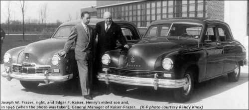 The Kaiser-Frazer Corporation was organised with Henry J Kaiser as Chairman of the Board and Joseph W Frazer as President and General Manager