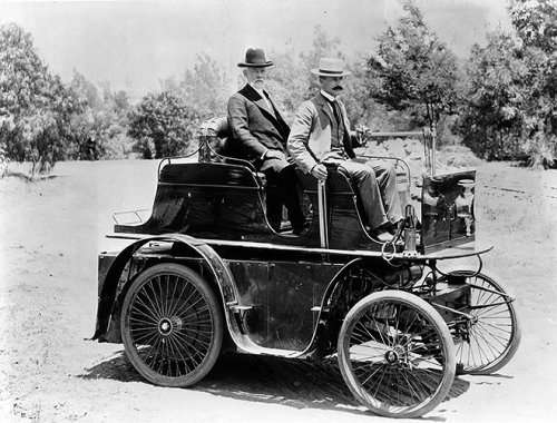 The Erie & Sturgis gasoline carriage designed and built by James Philip Erie and Samuel D Sturgis was given its first test drive in Los Angeles, California