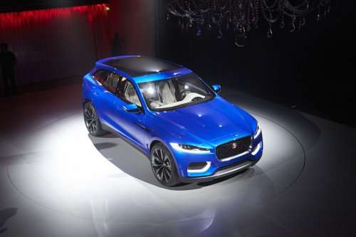 The Jaguar C-X17, a concept crossover SUV designed by Jaguar Land Rover, was unveiled at the Frankfurt Motor Show