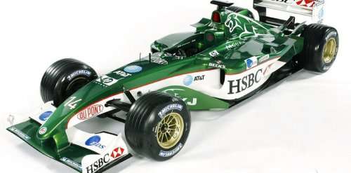 The Jaguar R4 Formula One car, with the new Cosworth V10 engine, was unveiled